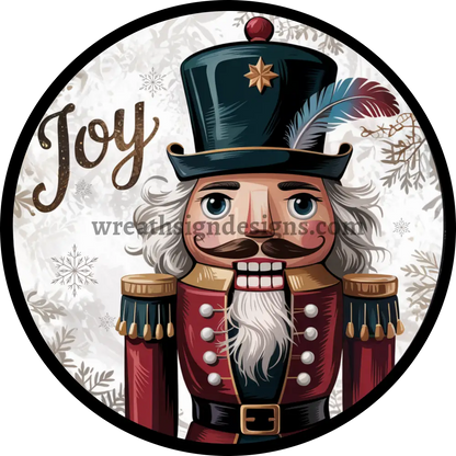 Joy Winter Nutcracker Metal Wreath Sign MS-1460 10’’