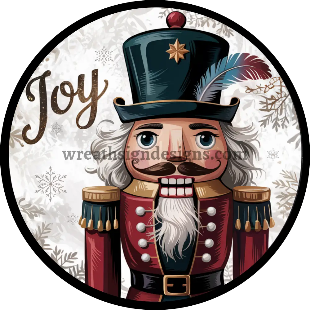 Joy Winter Nutcracker Metal Wreath Sign MS-1460