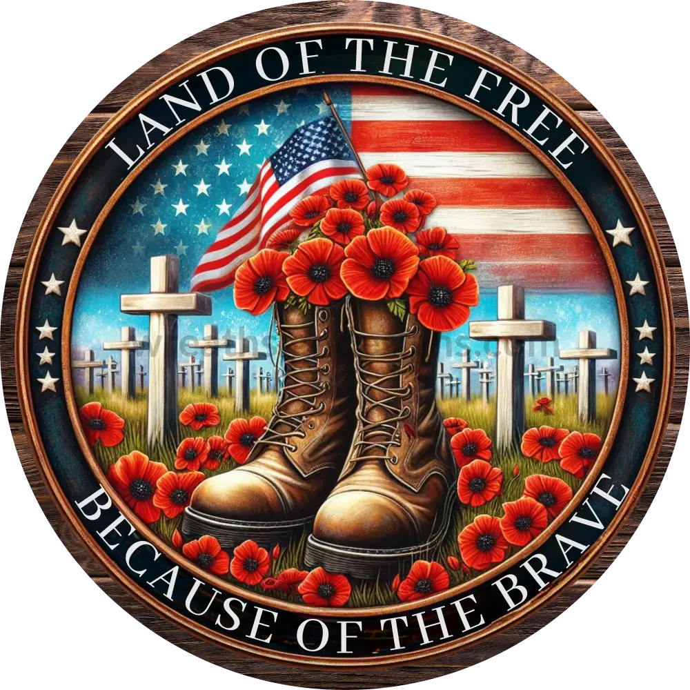 Land of the Free because of the brave military boots Poppies and cross ...