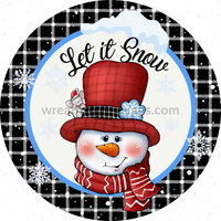 Let Is Snow- Snowman And Christmas Mouse -Round Metal Signs 8 Circle