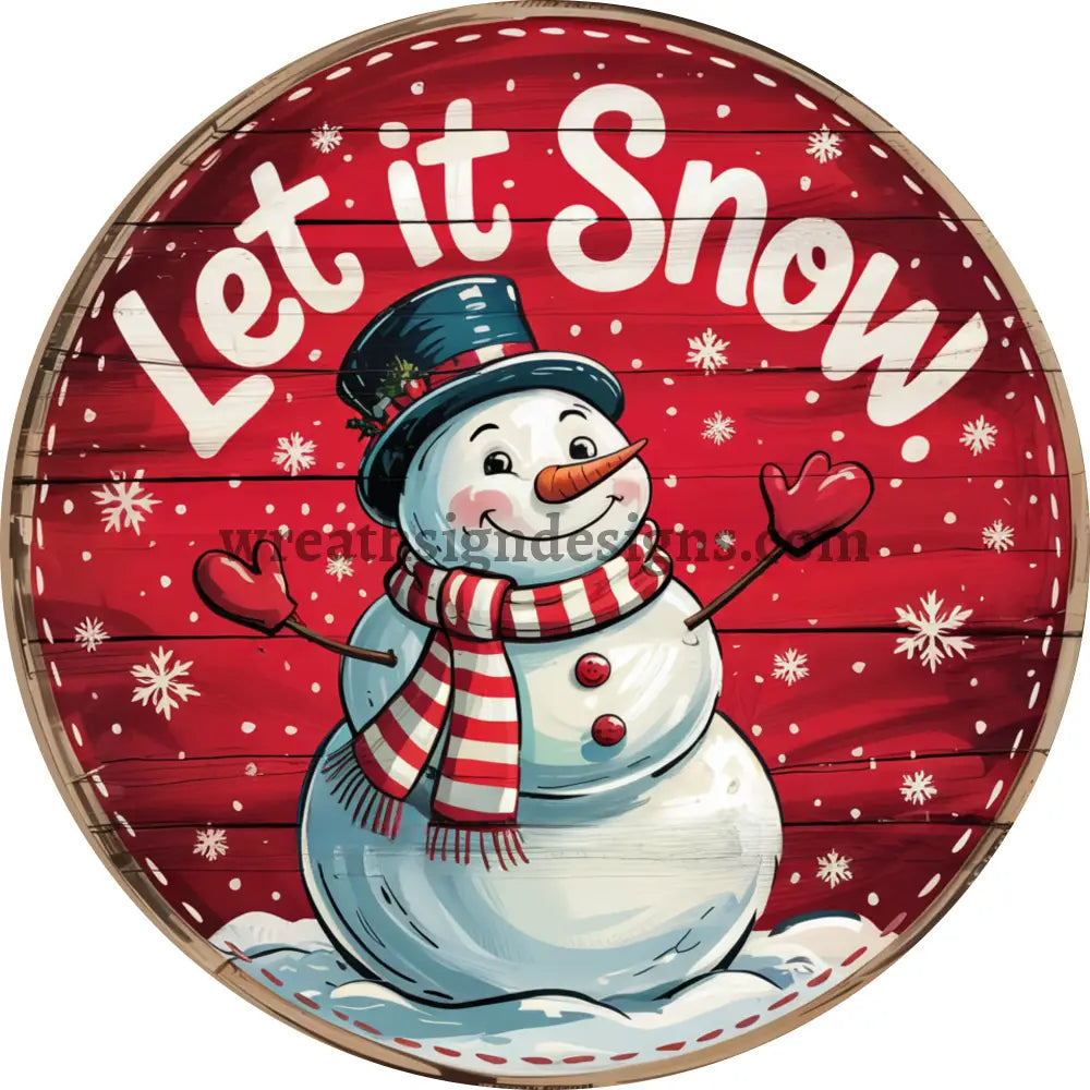 Let it Snow Red Snowman Metal Wreath sign MS-1466