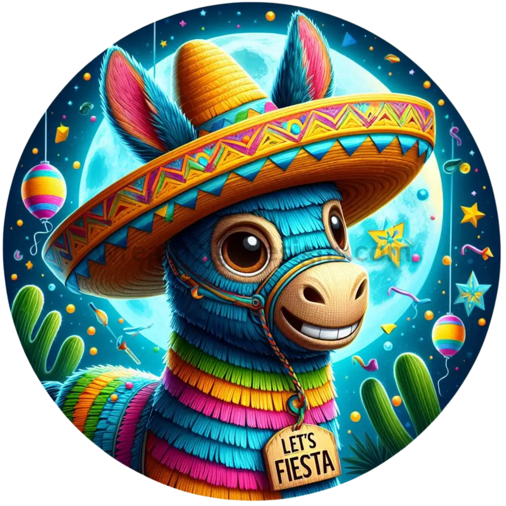 Let’s Fiesta Pinata Donkey - Metal Sign 6’