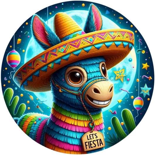 Let’s Fiesta Pinata Donkey - Metal Sign 6’