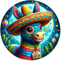 Let’s Fiesta Pinata Donkey - Metal Sign 6’