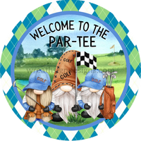 Lets Par-Tee Golf Gnomes Metal Wreath Sign 6