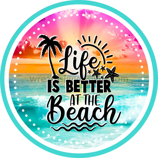 Life Is Better At The Beach Summer Sunset Summer Pineapple Wreath Sign 8