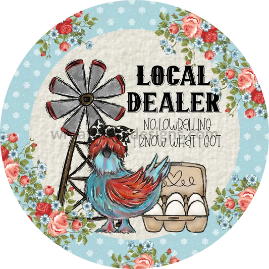 Local Egg Dealer Blue Wreath Metal Sign 8