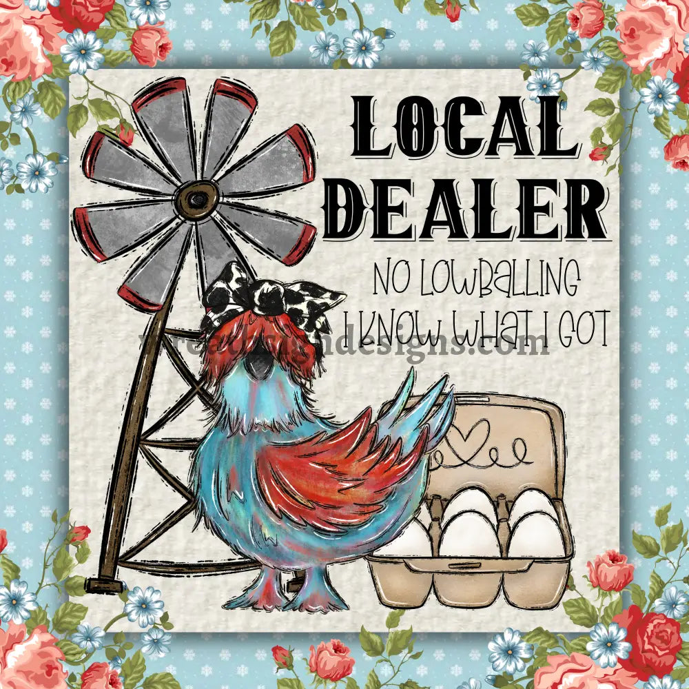 Local Egg Dealer Blue Wreath Metal Sign 8