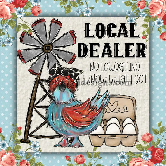 Local Egg Dealer Blue Wreath Metal Sign 8