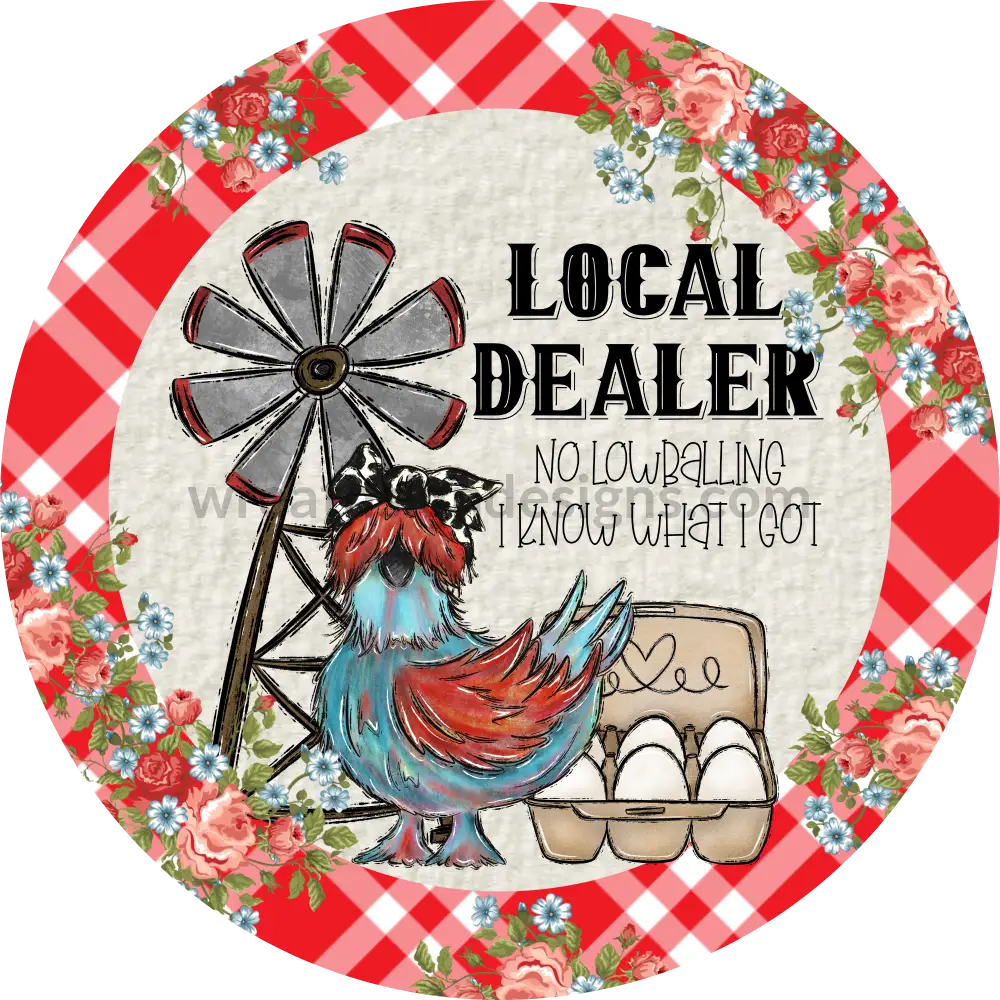 Local Egg Dealer Red Wreath Metal Sign 8