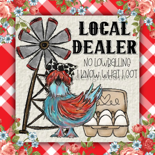 Local Egg Dealer Red Wreath Metal Sign 8