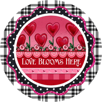 Love Blooms Here Round- Metal Wreath Sign 8
