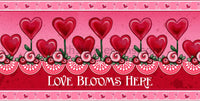 Love Blooms Here Valentine Heart Garden 6X12- Metal Wreath Sign