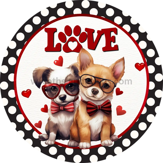 Love Valentine Puppies-Metal Pet Wreath Sign 8