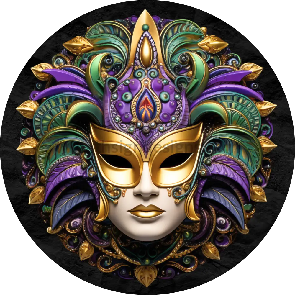 Mardi Gras Carnival Mask Metal Wreath Sign 6