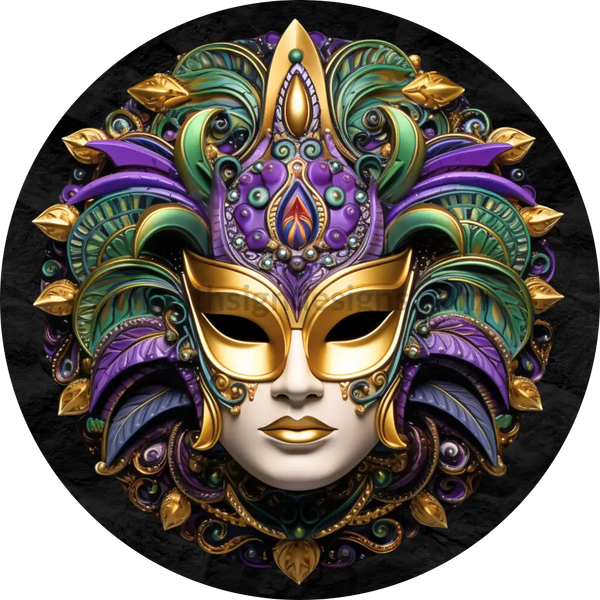 Mardi Gras Carnival Mask Metal Wreath Sign 6