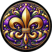 Mardi Gras Fleur De Lis Purple And Gold Metal Sign 6