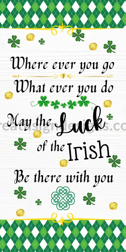 May The Luck Of Irish- Irish Blessing St. Patricks 12X6-Metal Wreath Sign