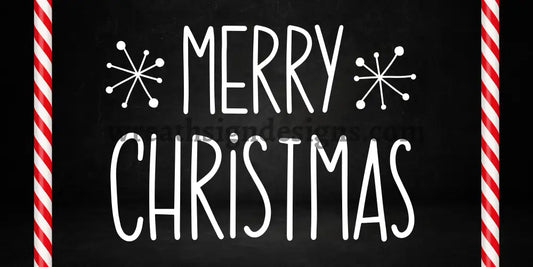 Merry Christmas Black With Candy Cane Stripes 12X6 Metal Wreath Sign