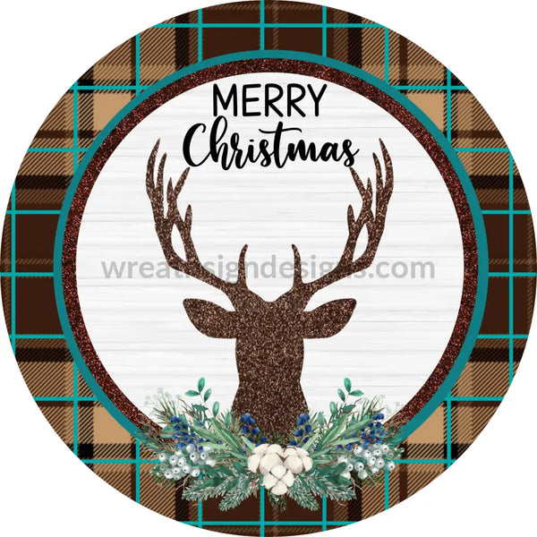 Merry Christmas Deer Blue And Chocolate Round Sams Ribbon Match Winter 2022 6