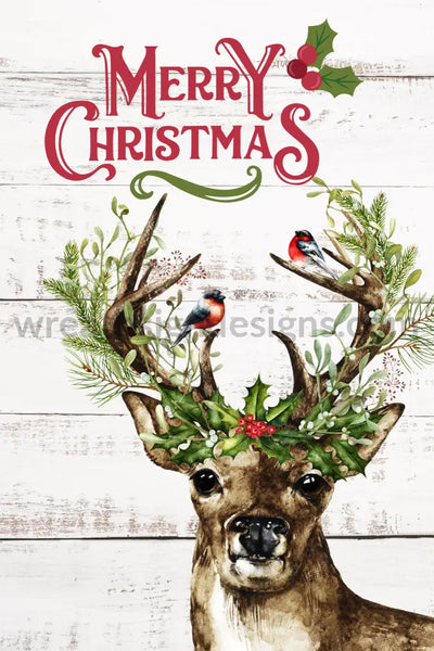 Merry Christmas Reindeer 8X12 Metal Wreath Sign