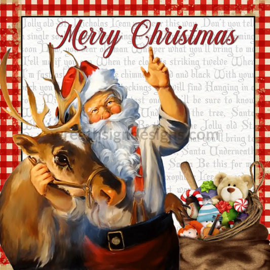 Merry Christmas Santa And Reindeer - Metal Signs 8