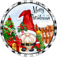 Merry Christmas Santa Gnome- Metal Wreath Sign 8