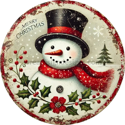 Merry Christmas Vintage Snowman - Metal Signs