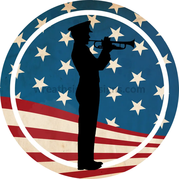 Military Bugler Patriotic-Metal Sign 6 Circle