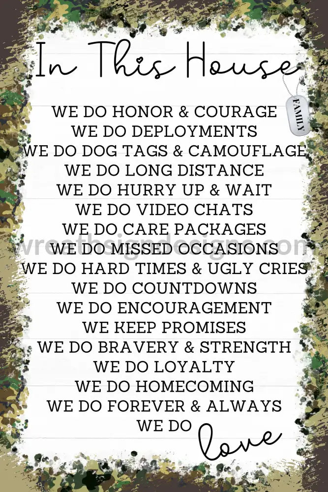 Military Family- In This House-12X8-Metal Wreath Sign