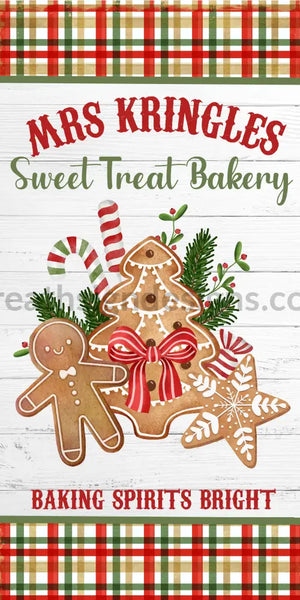 Mrs Kringles Sweet Treat Bakery Gingerbread 12X6 Metal Wreath Sign