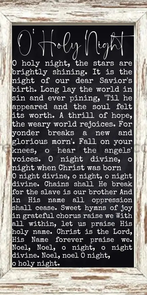 O Holy Night Black And White Hymn -Metal Christmas Wreath Sign- 6X12