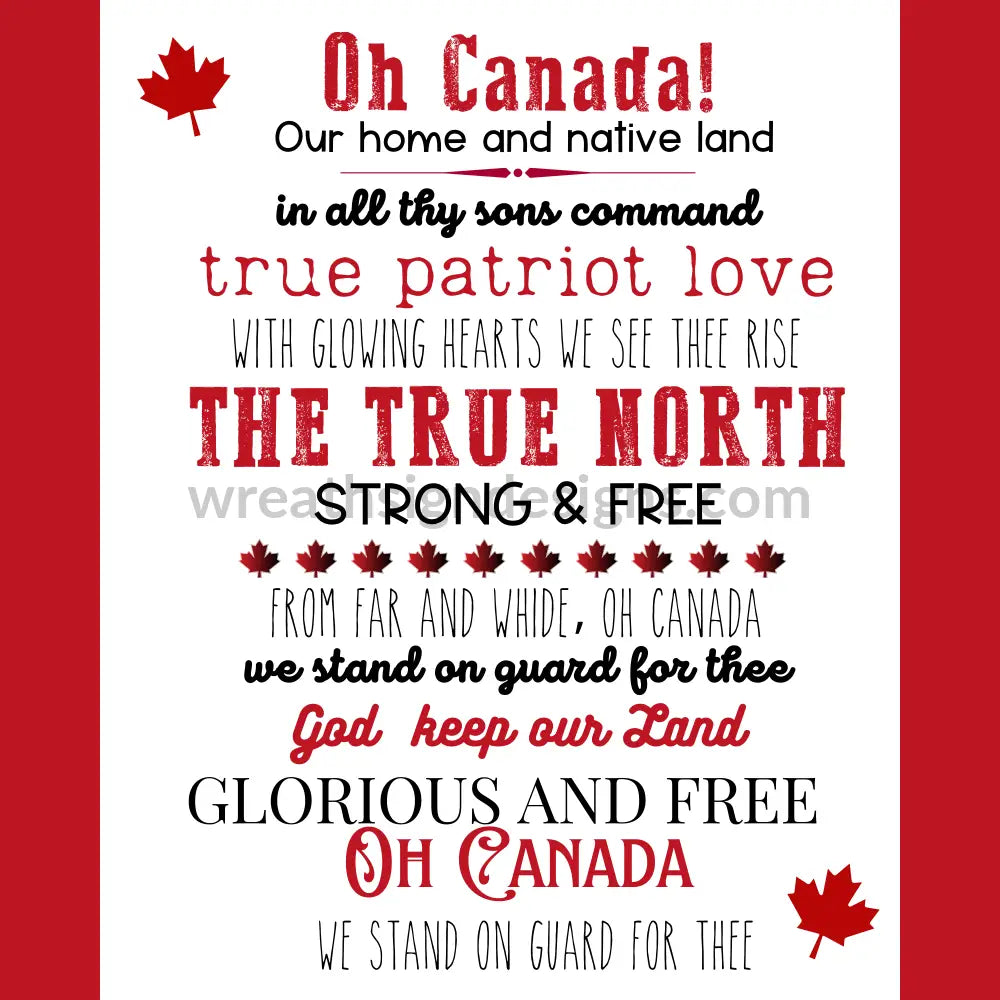 Oh Canada-Our Home & Native Land- Metal Sign 8