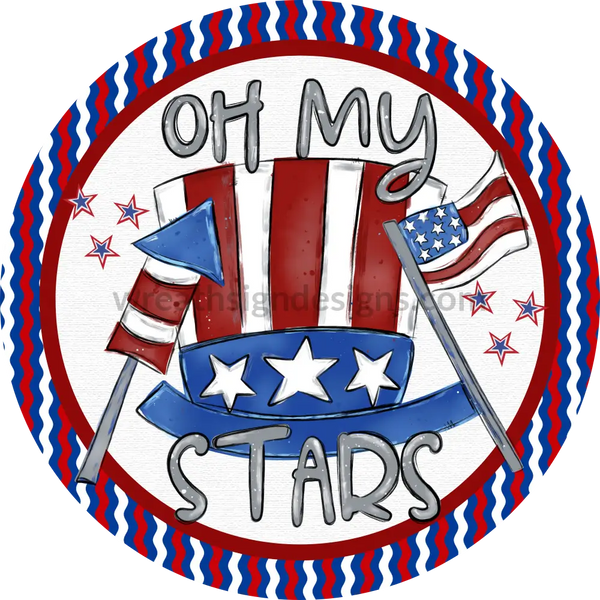 Oh My Stars Patriotic Uncle Sam Top Hat- Metal Wreath Sign 6