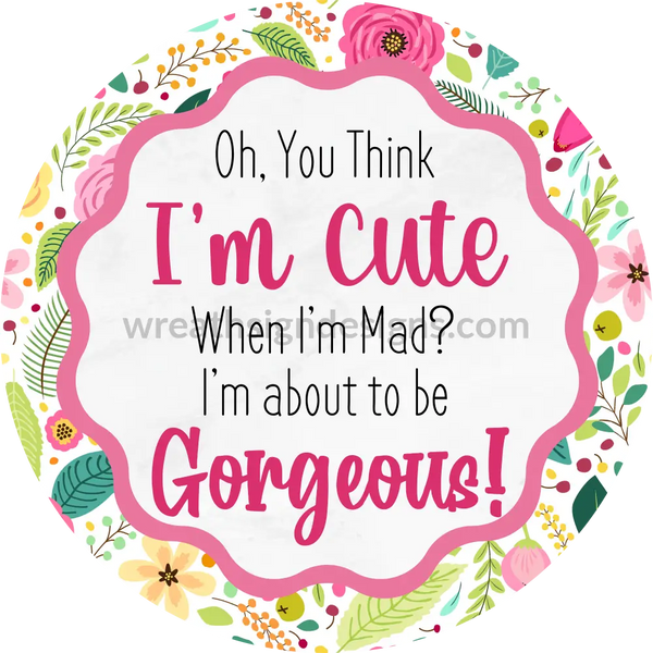 Oh You Think Im Cute Pink Sarcastic Metal Wreath Sign 8
