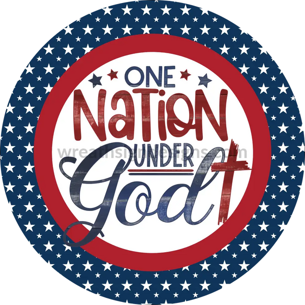 One Nation Under God-Blue Stars Patriotic Circle-Metal Signs 8 Circle