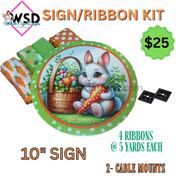 Orange And Green Bunny Easter 10 Sign Ribbon Kit - Limited Quantities