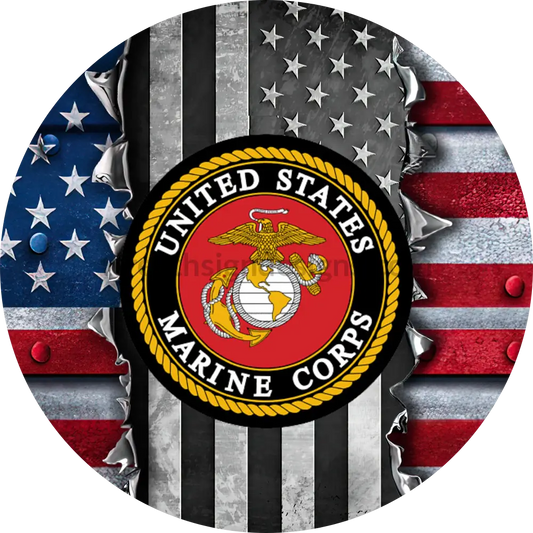 Patriotic Marines-Metal Sign 8 Circle