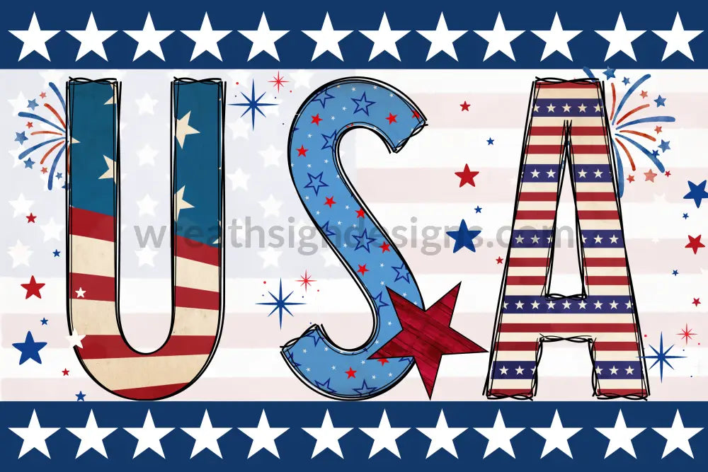 Patriotic Usa 12X8 Metal Sign