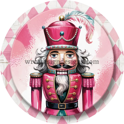 Pink and Mint Nutcracker Christmas Metal Wreath Sign MS-1579 8’’