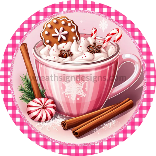 Pink Hot Cocoa And Gingerbread- Winter Wreath Sign 8