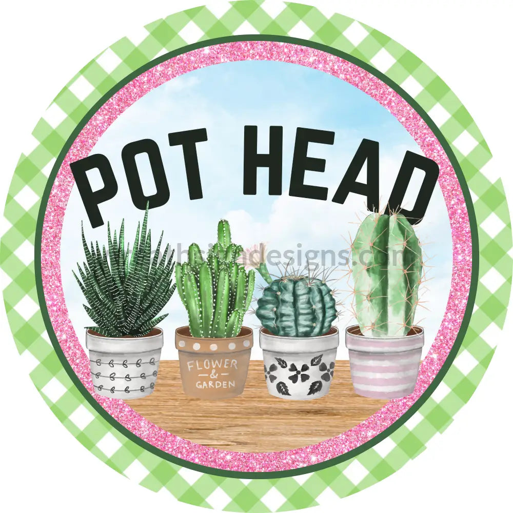 Pot Head Succulent Circle Round Metal Wreath Sign 8