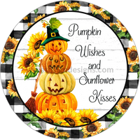 Pumpkin Wishes And Sunflower Kisses Stack Jackolantern-Metal Sign 6