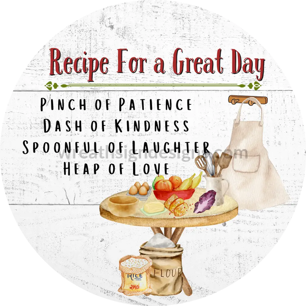 Recipe For A Great Day- Chefs Kitchen Metal Wreath Sign 8