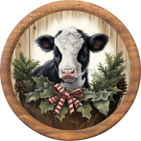 Rustic Farmhouse Christmas Cow Sign- Wreath Sign 8