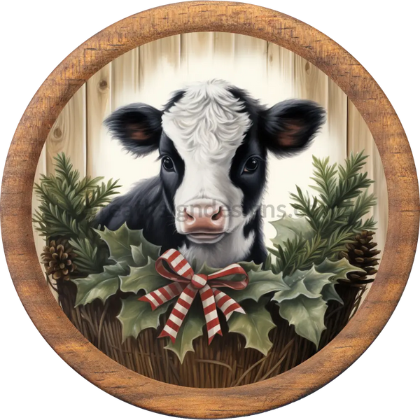 Rustic Farmhouse Christmas Cow Sign- Wreath Sign 8