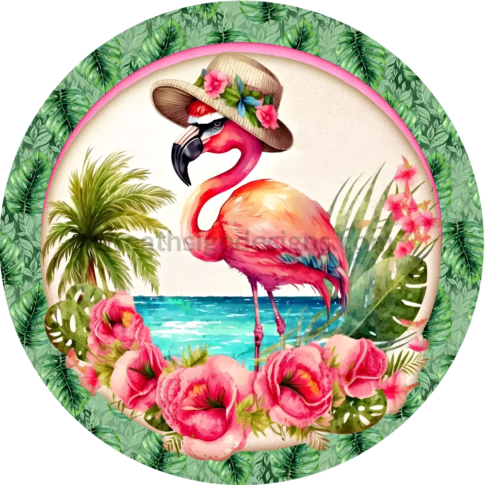 Sassy Flamingo Beach Sign 6 8X12 Metal