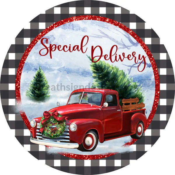 Special Delivery Red Vintage Christmas Tree Truck Sams Ribbon Match Winter 2022 6
