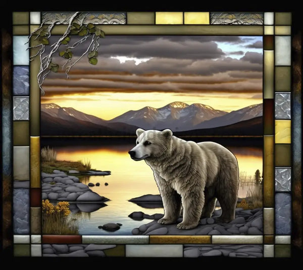 Stained Glass Bear- Square Metal Wreath Sign 8