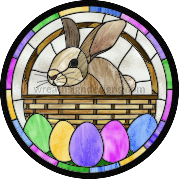 Stained Glass Easter Bunny - Metal Wreath Sign 8